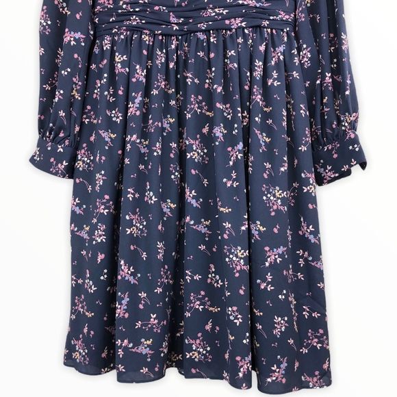 Gal Meets Glam Nanette Blue Floral Fit & Flare Long Sleeve Dress NWT size 4P - Picture 6 of 13